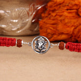 Silver lord ganeshji Rudraksha Rakhi for Brother